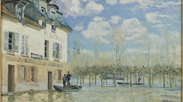 Alfred Sisley : La barque pendant l'inondation, Port-Marly, 1876 Huile sur toile H. 50,4 ; L. 61,0cm.