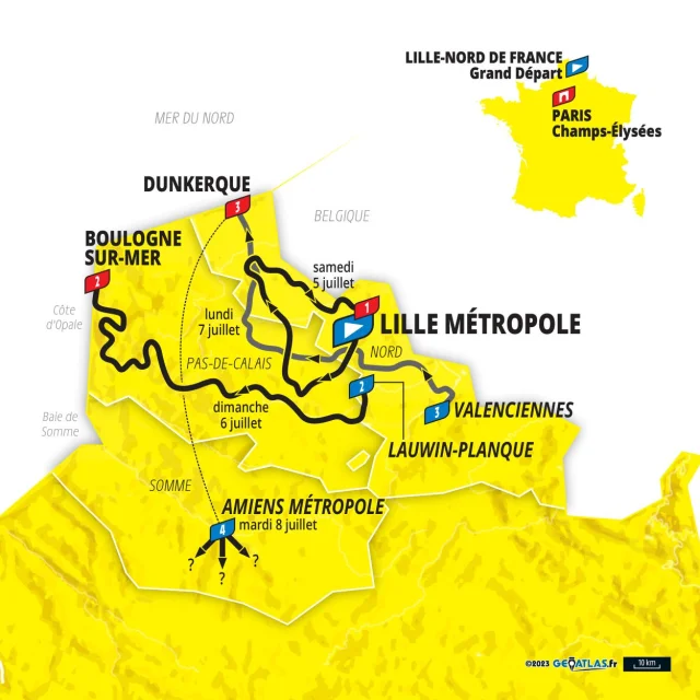 Carte Parcours Tour De France 2025